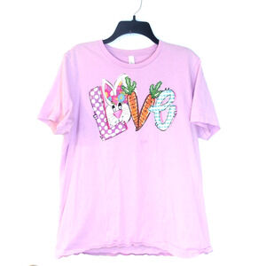 Canvas Easter Bunny VNTG made in USA / sz large single stitch tee‎